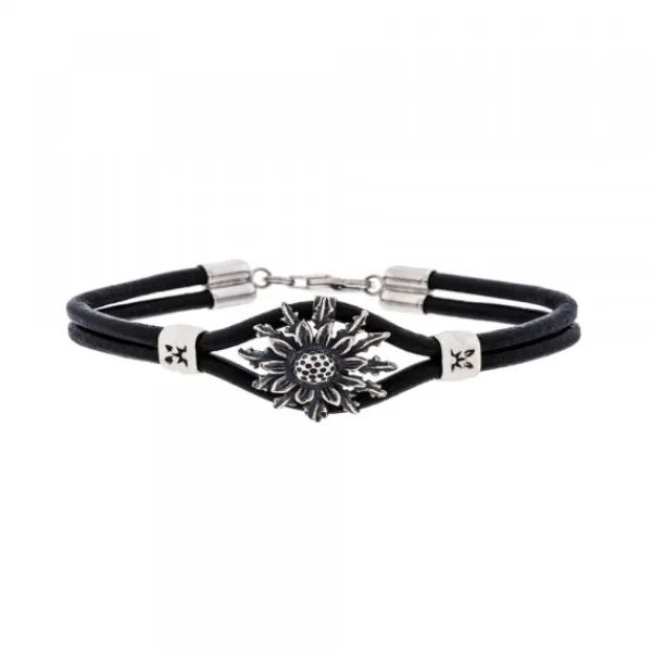 Pulsera Cuero de Plata Envejecida*Eguzkilore Online