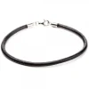 Pulsera Cuero Liso Negro Eguzkicharm*Eguzkilore