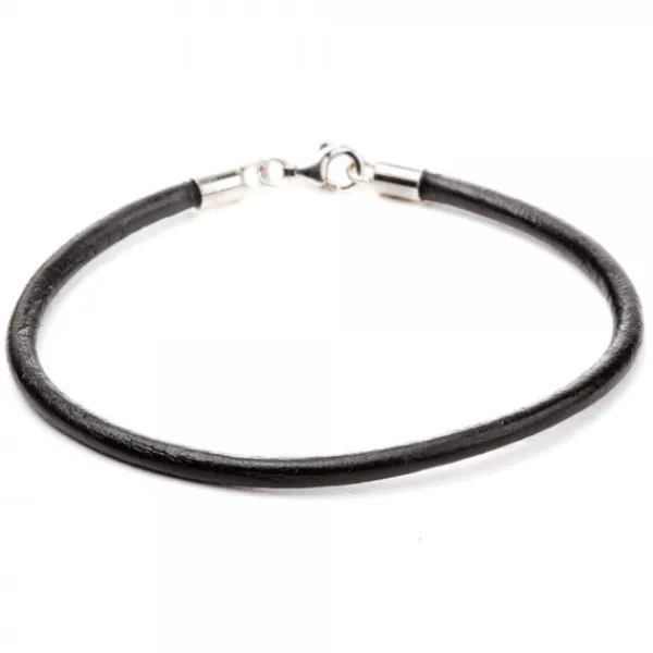 Pulsera Cuero Liso Negro Eguzkicharm*Eguzkilore