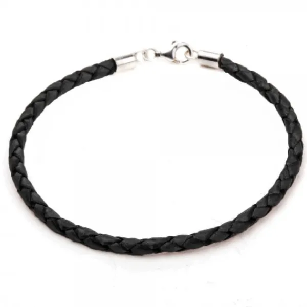 Pulsera Cuero Trenzado Negro Eguzkicharm*Eguzkilore Online