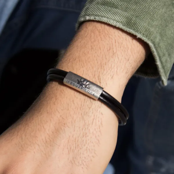 Pulsera Cuero y Chapa de Plata*Eguzkilore Hot