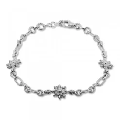 Pulsera de Plata con 3 y Eslabones Grafilada*Eguzkilore Clearance