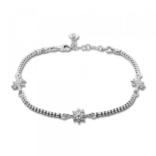 Pulsera de Plata con 3 Rosas y Eslabones Grafilados*Eguzkilore Outlet