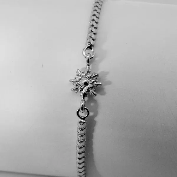 Pulsera de Plata con 3 Rosas y Eslabones Grafilados*Eguzkilore Outlet
