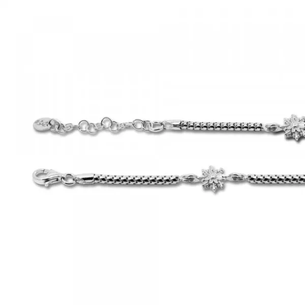 Pulsera de Plata con 3 Rosas y Eslabones Grafilados*Eguzkilore Outlet