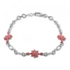 Pulsera de Plata con 3 Rosas y Eslabones Grafilados*Eguzkilore Hot