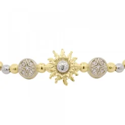 Pulsera Bolitas Plata Dorada y Macramé*Eguzkilore