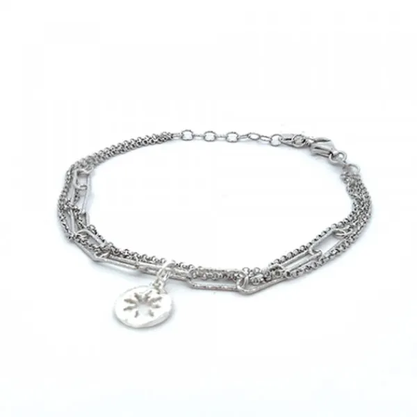 Pulsera Cadena Eslabones Plata Triple*Eguzkilore Sale