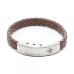Pulsera Cuero trenzado Marrón Personalizable*Eguzkilore