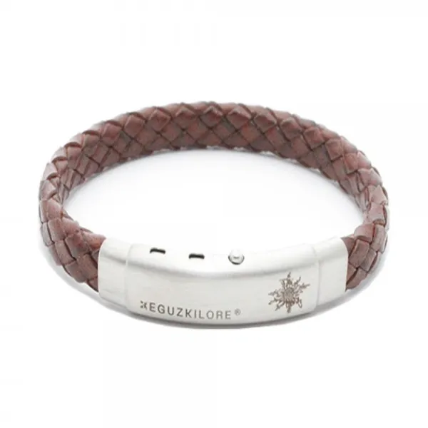 Pulsera Cuero trenzado Marrón Personalizable*Eguzkilore