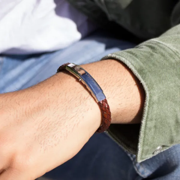 Pulsera Cuero trenzado Marrón Personalizable*Eguzkilore