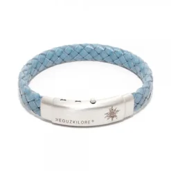 Pulsera Cuero trenzado Azul Personalizable*Eguzkilore