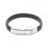 Pulsera Cuero Trenzado Negro Personalizable*Eguzkilore Discount