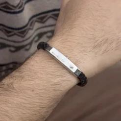 Pulsera Cuero Trenzado Negro Personalizable*Eguzkilore Discount