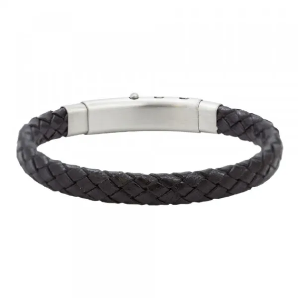 Pulsera Mate Cuero Trenzado Negro Personalizable*Eguzkilore Clearance