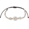Pulsera Plata con Bolitas y Macramé*Eguzkilore Outlet