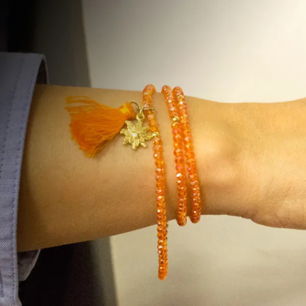 Pulsera Elástica Naranja Triple con*Eguzkilore Clearance