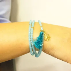 Pulsera Elástica Turquesa Triple con*Eguzkilore Best