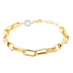 Pulsera Eslabones Alargados de Plata Dorada*Eguzkilore