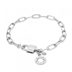 Pulsera Eslabones Martelé Cierre Candado de Plata*Eguzkilore Sale
