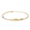Pulsera Identidad Ovalada de Plata Dorada y Perla Personalizable*Eguzkilore Online