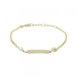 Pulsera Identidad Plata Dorada y Perla Eguzkitxiki*Eguzkilore Online