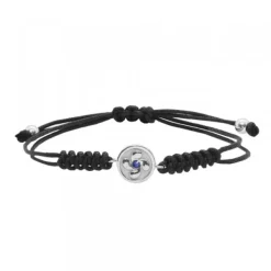 Pulsera Lauburu Redondo Plata y Circonita Azul Negra*Eguzkilore Online