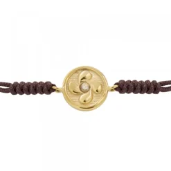 Pulsera Lauburu Redondo Plata Dorada y Circonita Marrón*Eguzkilore Discount