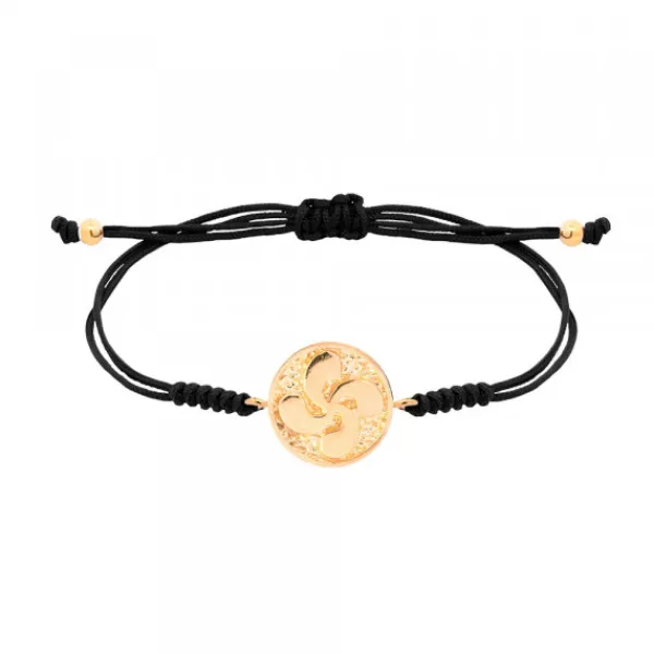 Pulsera Lauburu Redondo Plata Dorada Negra*Eguzkilore Best