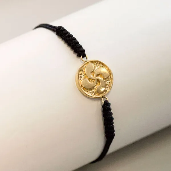 Pulsera Lauburu Redondo Plata Dorada Negra*Eguzkilore Best