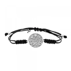 Pulsera Maite Zaitut Ama Plata Macramé Negro*Eguzkilore New