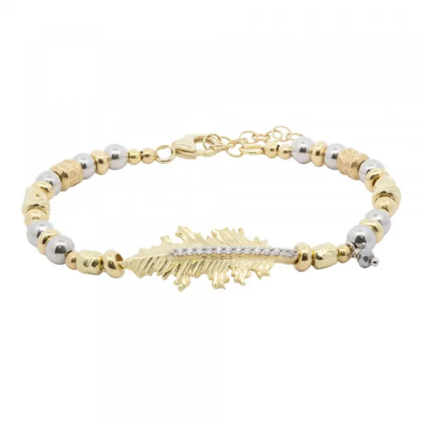 Pulsera Mari Bolitas Plata Dorada y Circonitas*Eguzkilore Best
