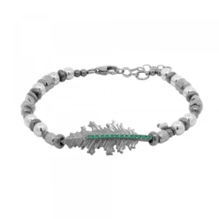 Pulsera Mari Bolitas Rutenio y Circonitas Verdes*Eguzkilore