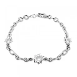 Pulsera Mountain de Plata con 3 y Eslabones Grafilados*Eguzkilore Outlet