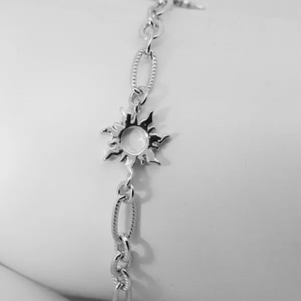 Pulsera Mountain de Plata con 3 y Eslabones Grafilados*Eguzkilore Outlet