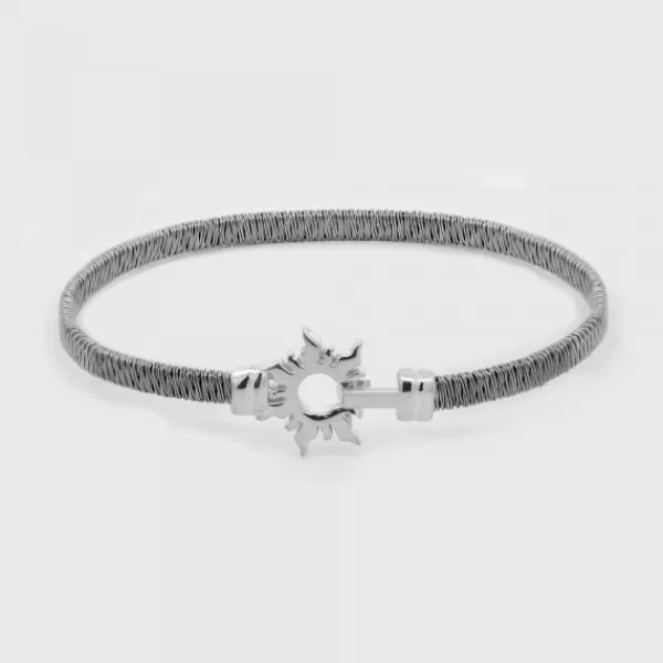 Pulsera Mountain Rígida Acero Negro y Plata*Eguzkilore