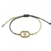 Pulsera Muka Macramé Plata Dorada y Circonitas Marrones*Eguzkilore Sale