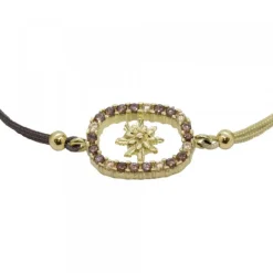 Pulsera Muka Macramé Plata Dorada y Circonitas Marrones*Eguzkilore Sale