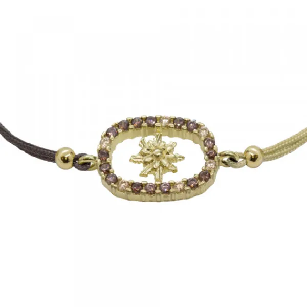 Pulsera Muka Macramé Plata Dorada y Circonitas Marrones*Eguzkilore Sale