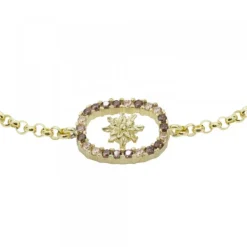 Pulsera Muka Plata Dorada y Circonitas Marrones*Eguzkilore Discount