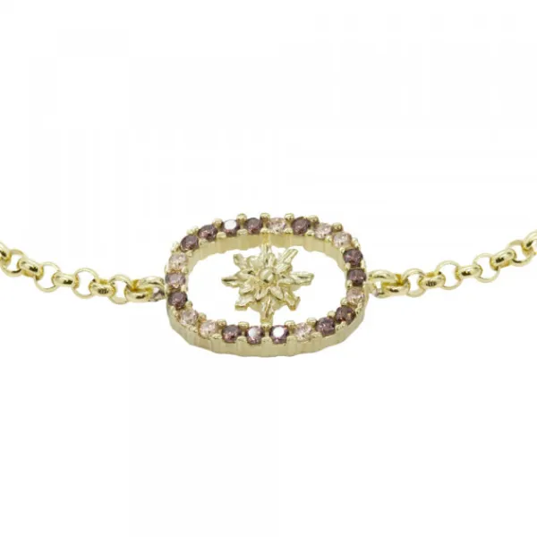 Pulsera Muka Plata Dorada y Circonitas Marrones*Eguzkilore Discount