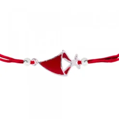 Pulsera Pañuelo San Fermín Plata con Hilo Rojo*Eguzkilore