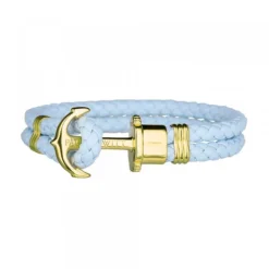 Pulsera Paul Hewitt de Cuero Azul y Acero Dorado*Eguzkilore Outlet