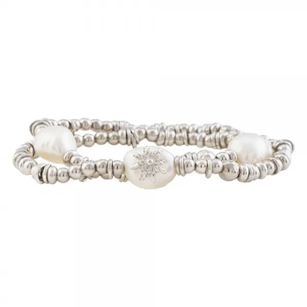 Pulsera Perlas Cultivadas Elástica Plata*Eguzkilore
