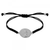 Pulsera Redonda Virgen Blanca de Plata con Hilo Negro Personalizable*Eguzkilore Best
