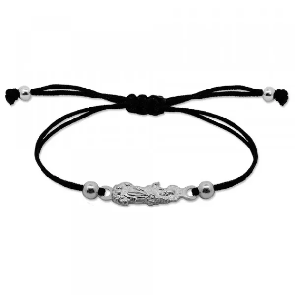Pulsera Virgen Blanca de Plata con Hilo Negro*Eguzkilore Hot
