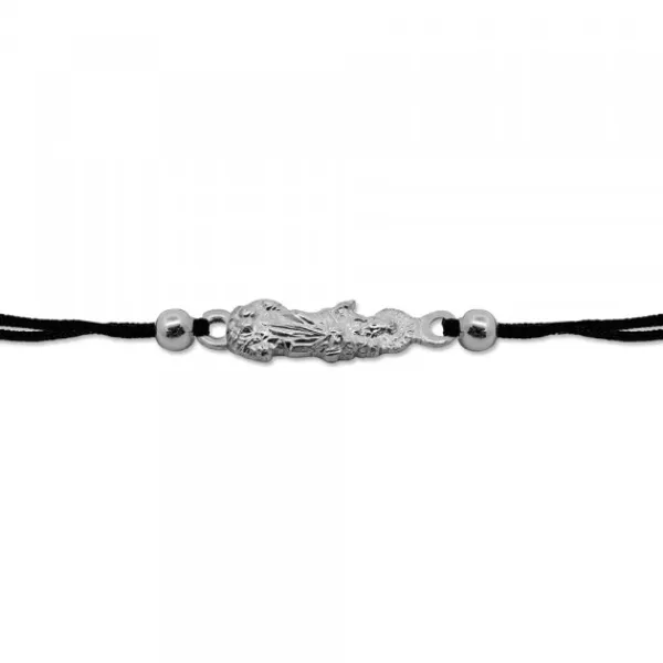 Pulsera Virgen Blanca de Plata con Hilo Negro*Eguzkilore Hot